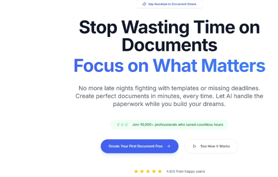 Docwelo – AI是专为自由职业者文档生成平台，能快速生成格式完美、语言专